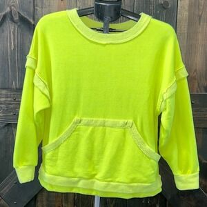 Bucket List Oversized Sweatshirt S Exposed‎ Seams Boho Highlighter Neon Active